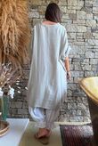 Tasha Cushion Cotton Oversized Shirt Tunic Stone